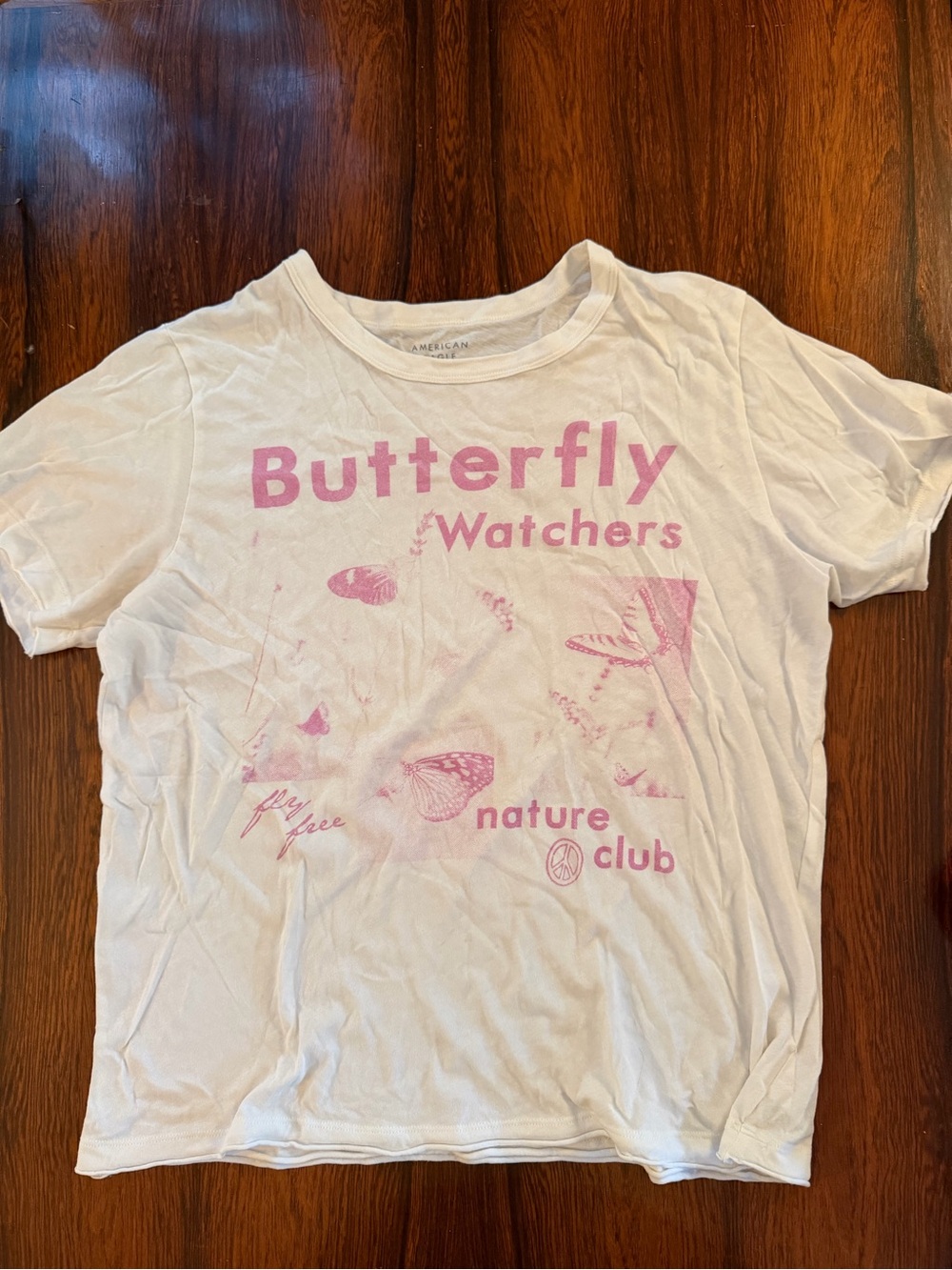 Aeropostale' White 'Butterfly Watchers' Graphic boxy Tee